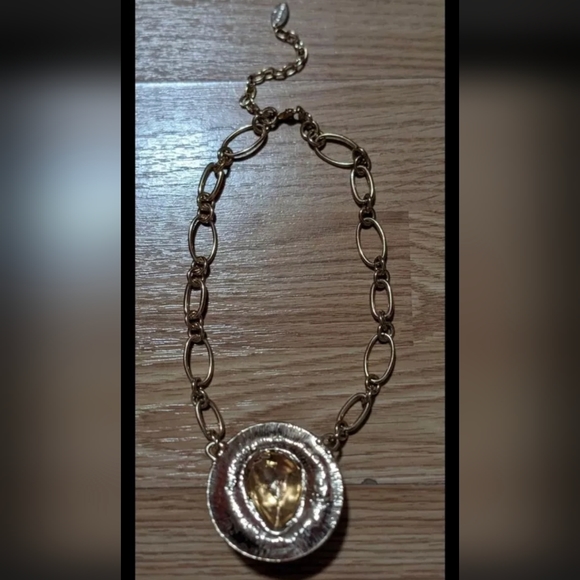 Lion Head Statement Necklace Goldtone Link Leo Gift Idea - Picture 3 of 4